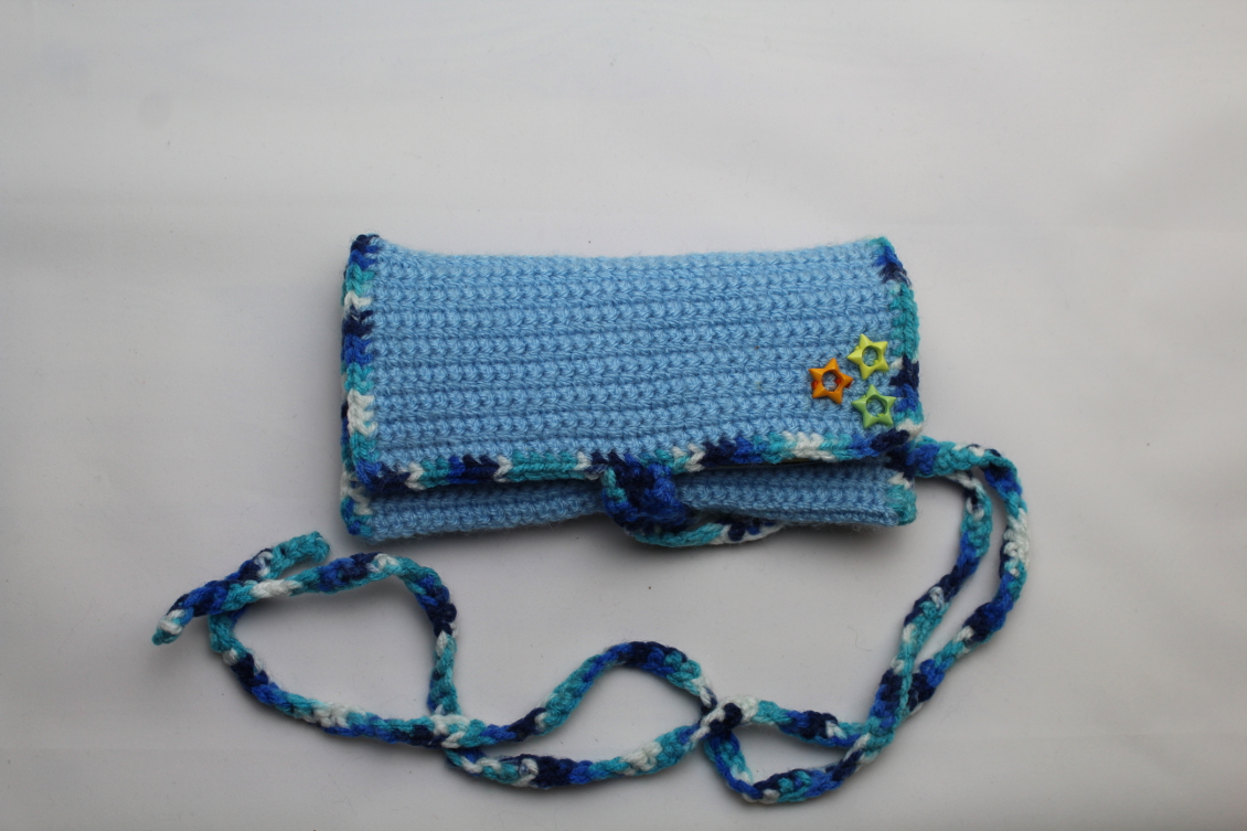 Tabakbeutel in Hellblau mit Sternen